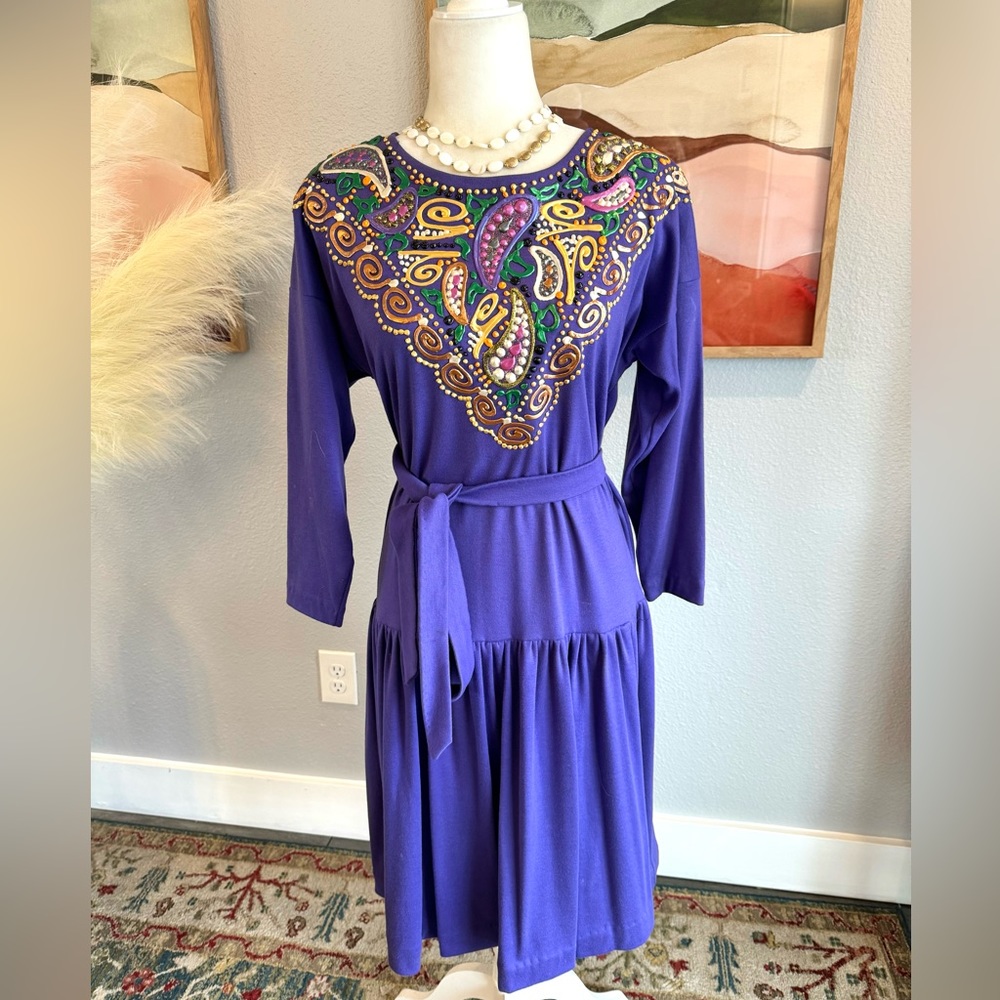 Judy Beth & CO Vintage Hand Painted Drop Waist Dress - Picture 5 of 11